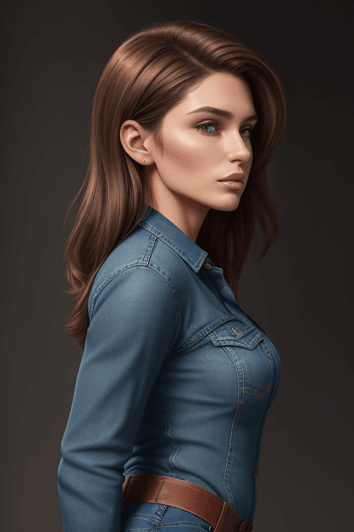 AI generated: An image of a woman in a side profile with a confident pose. She has brown hair with bronze highligh...