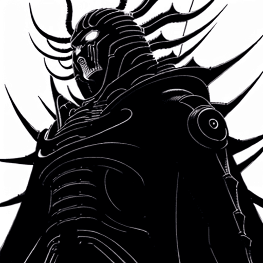 AI generated: old manga style drawing of a futuristic and menacing structure inspired in tsutomu nihei art, all in...