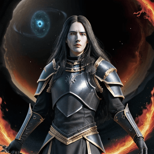 AI generated: "Lord of the Frenzied Flame", "Elden Ring", "black overlapping plate armor edged with gold", "black ...