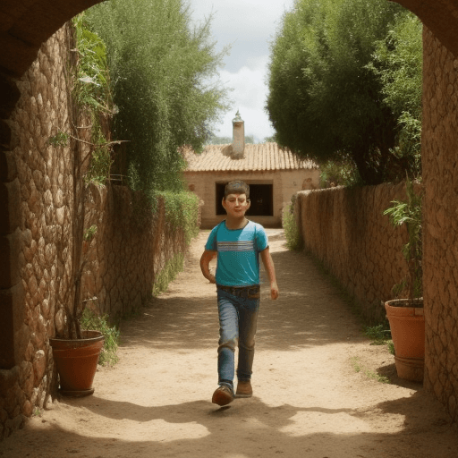 AI generated: joven paseando un su finca