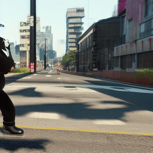 AI generated: in the style of gta v, a black and white panda wearings a black bowler hat a tartan bow tie and pink...