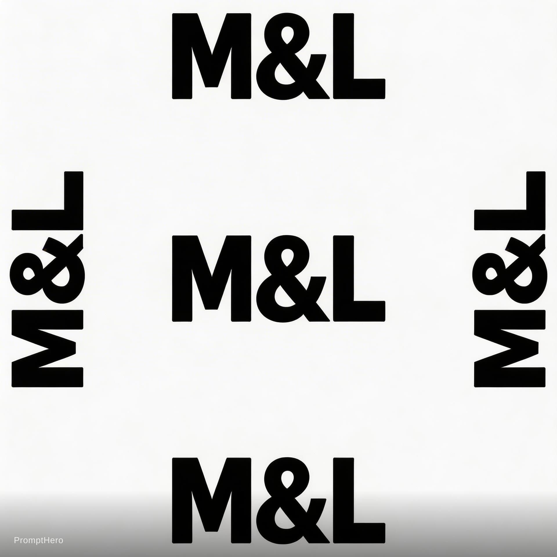AI generated: create a pattern the text "M&L" in black on white. The pattern should fit exactly into itself on eve...