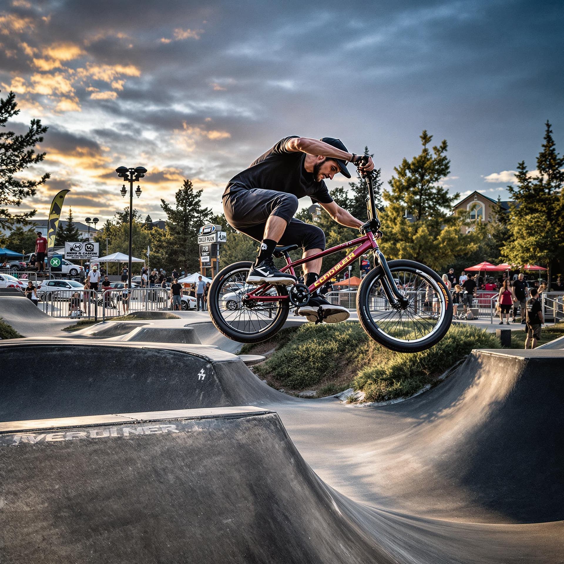 AI generated: photography, sports shooting, dynamic range, in the X-game park, dynamic motion with professional BM...