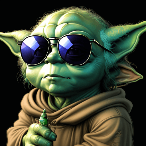 AI generated: yoda with sunglasses, graffiti art 