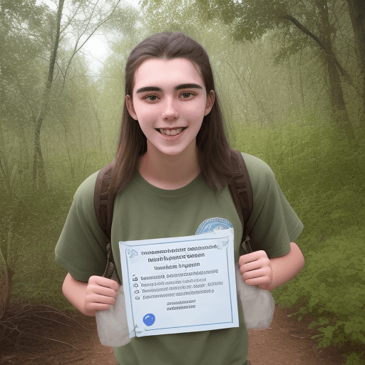 AI generated: 21 year old student who went to volunteer to preserve wildlife and looks excited. remove any words
