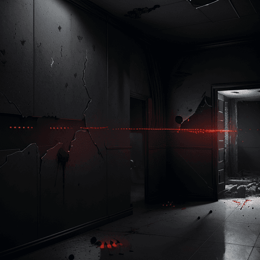 AI generated: wall with Bullet holes,black scratches،blood drops on wall, cinematic lighting, trending on artstati...