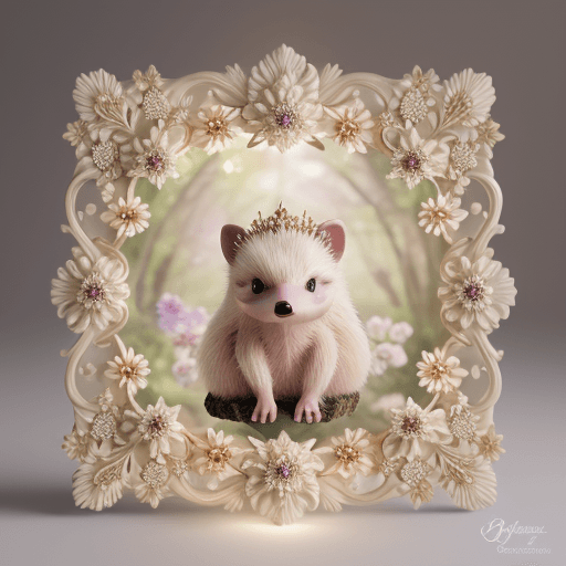 AI generated: enigmatic hedgehog, twilight forest glade, softly glowing flora, surrounded by mystical symbols, (fa...