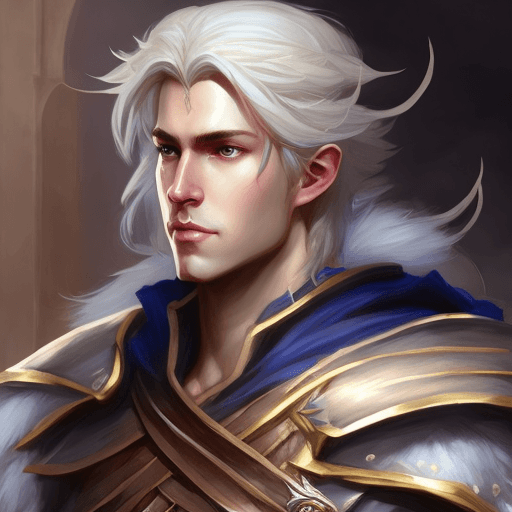 AI generated: dnd character portrait of a royal male aasimar musician, fantasy concept art, dnd character art, dig...