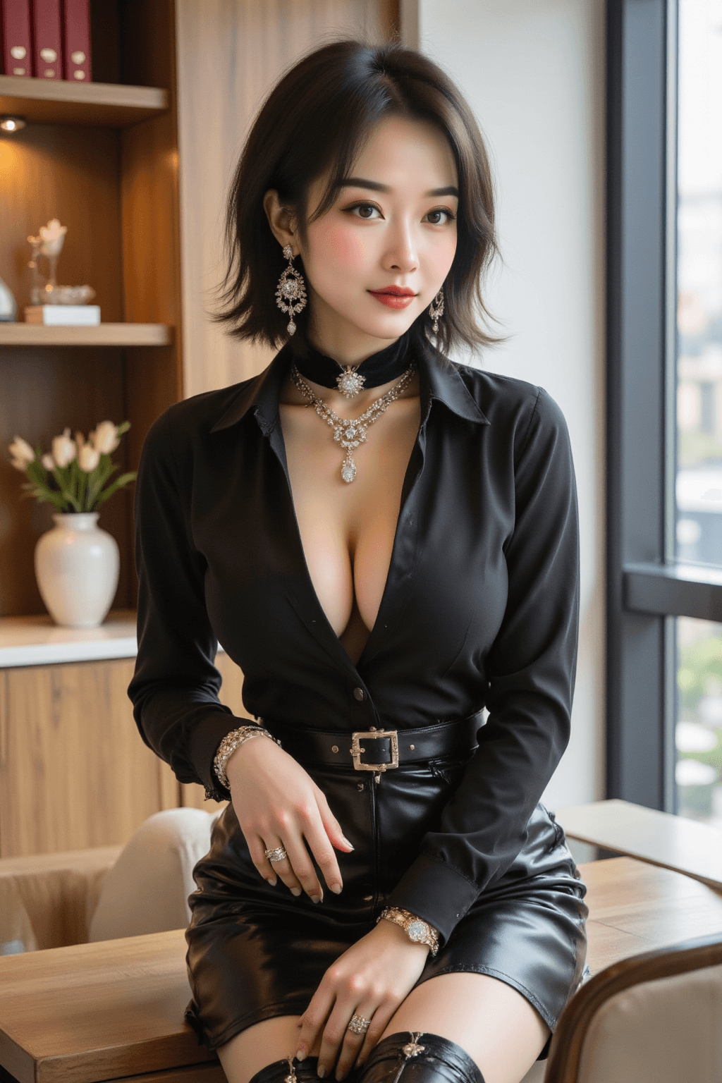 AI generated: cinematic photo, an ultra-realistic, professional corporate portrait of a beautiful and successful E...