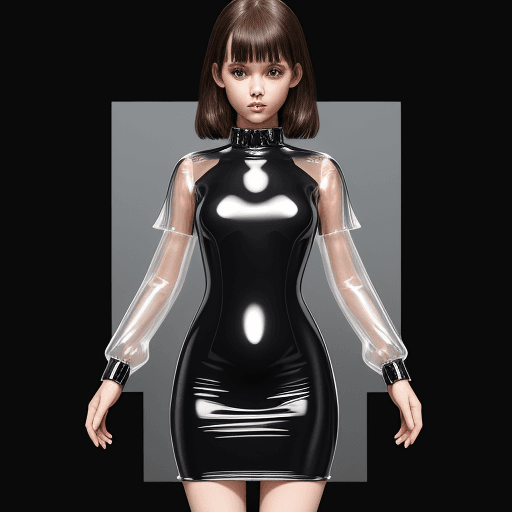 AI generated: Transparent mini transparent latex dress wearing girl UHD 32k 