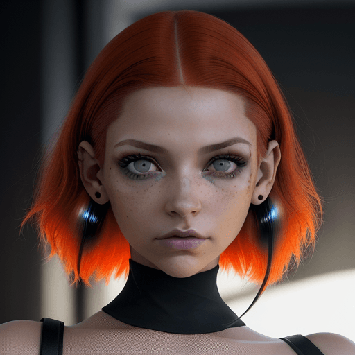 AI generated: Foto de una chica ultra realista, con cabello color pelirrojo, cabello corto, con 
 auriculares colo...