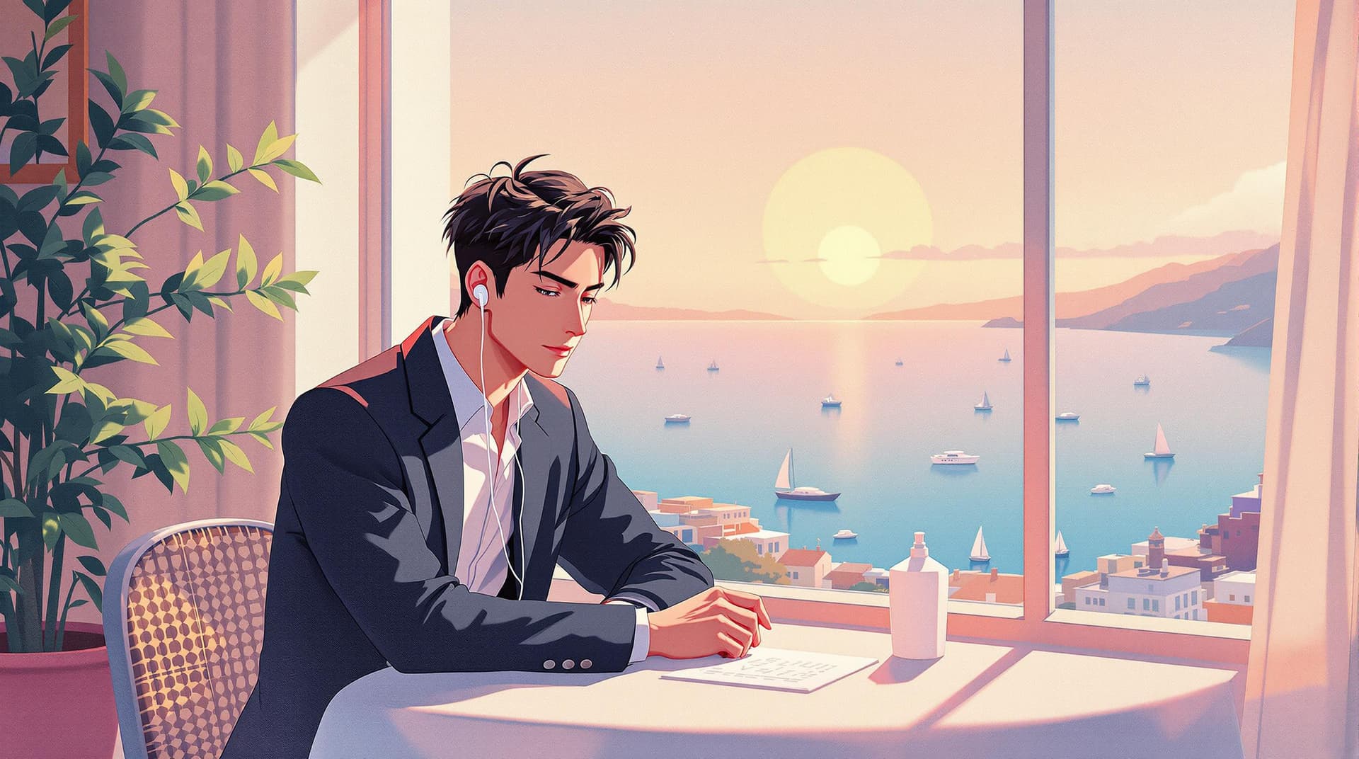 AI generated: A minimalist and clean photography style, detailed shojo manga-style illustration of a smart-looking...