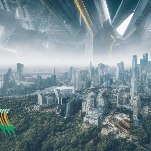 AI generated: Highly detailed photography of a futuristic country banner