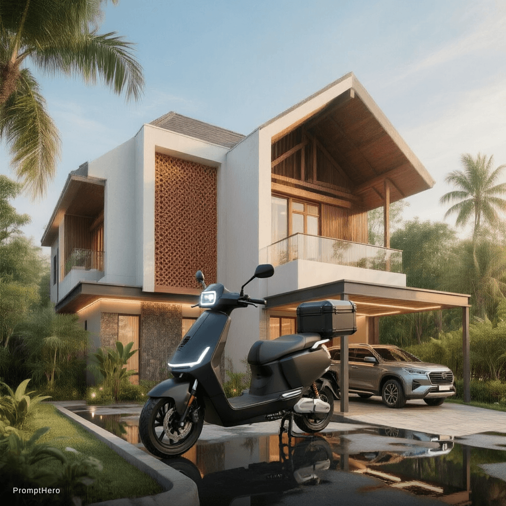 AI generated: {
  "scene_description": "A highly detailed, photorealistic architectural visualization of a modern,...