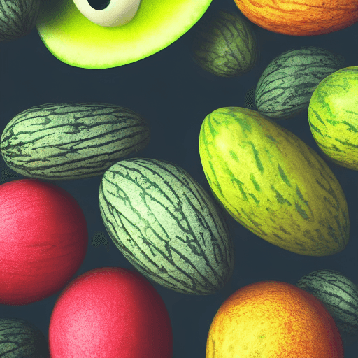 AI generated: A happy cartoon melon fruit, Pixar Style, perfect composition, 8k artistic photography, photorealist...