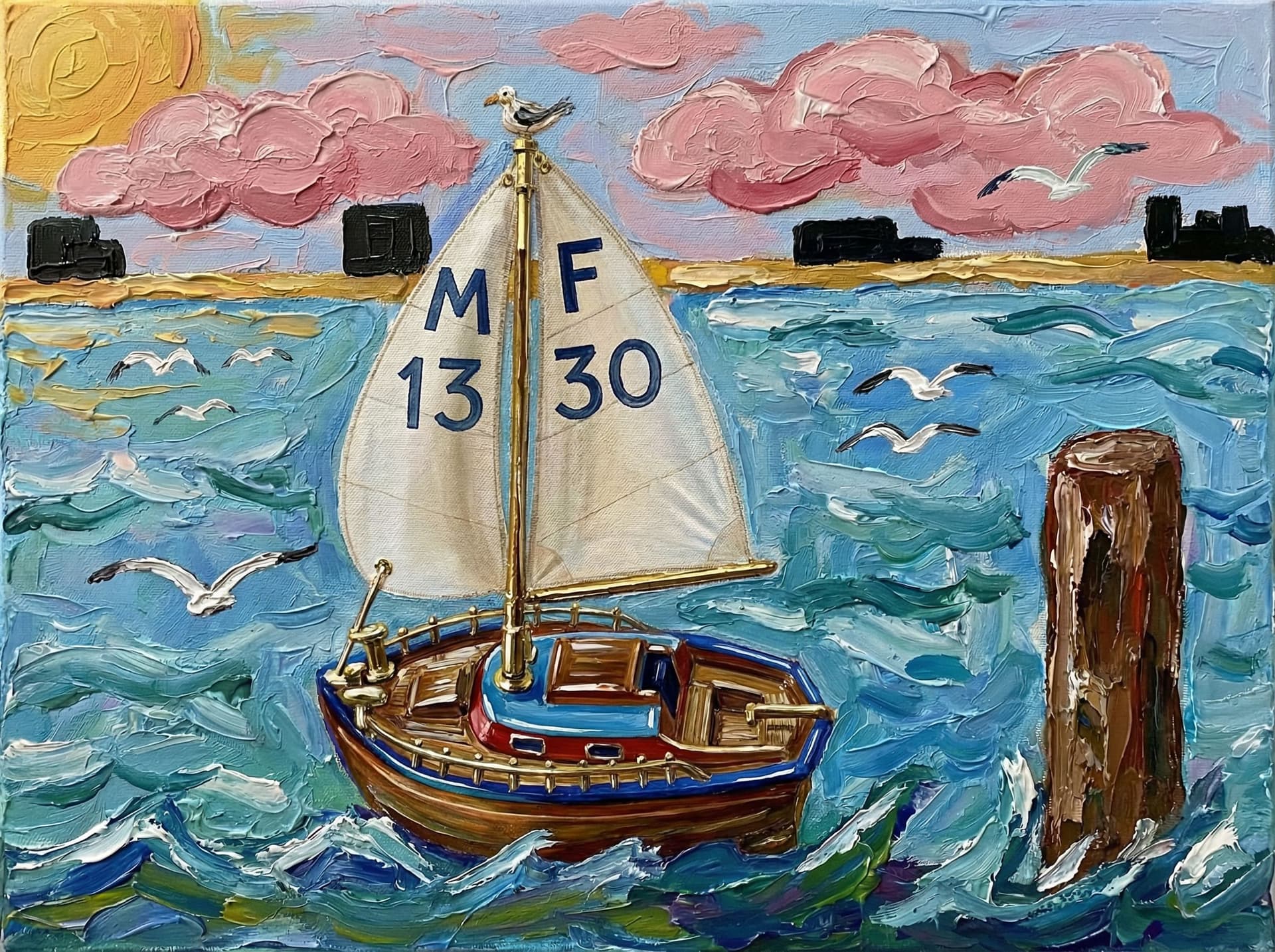 AI generated: make the boat more polished and painted by a master