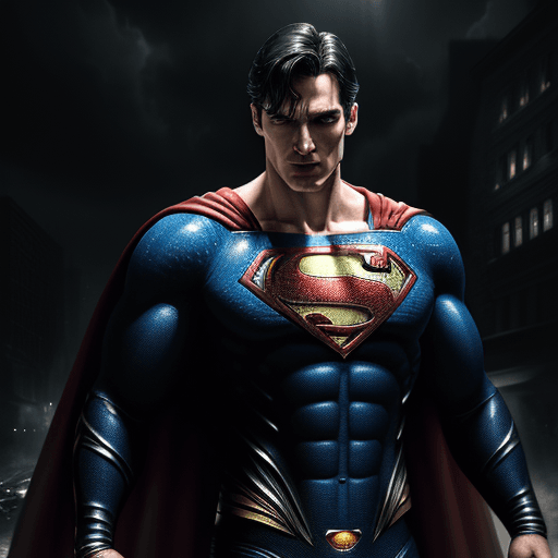AI generated: Superman, in dynamic, atmosphere of darkness and horror, dramatic light, highly detailed, packed wit...