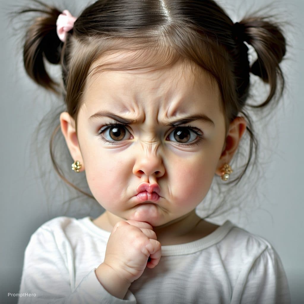 AI generated: Create a super cute, hyper-realistic 3D render of a toddler girl who is a younger version of the per...