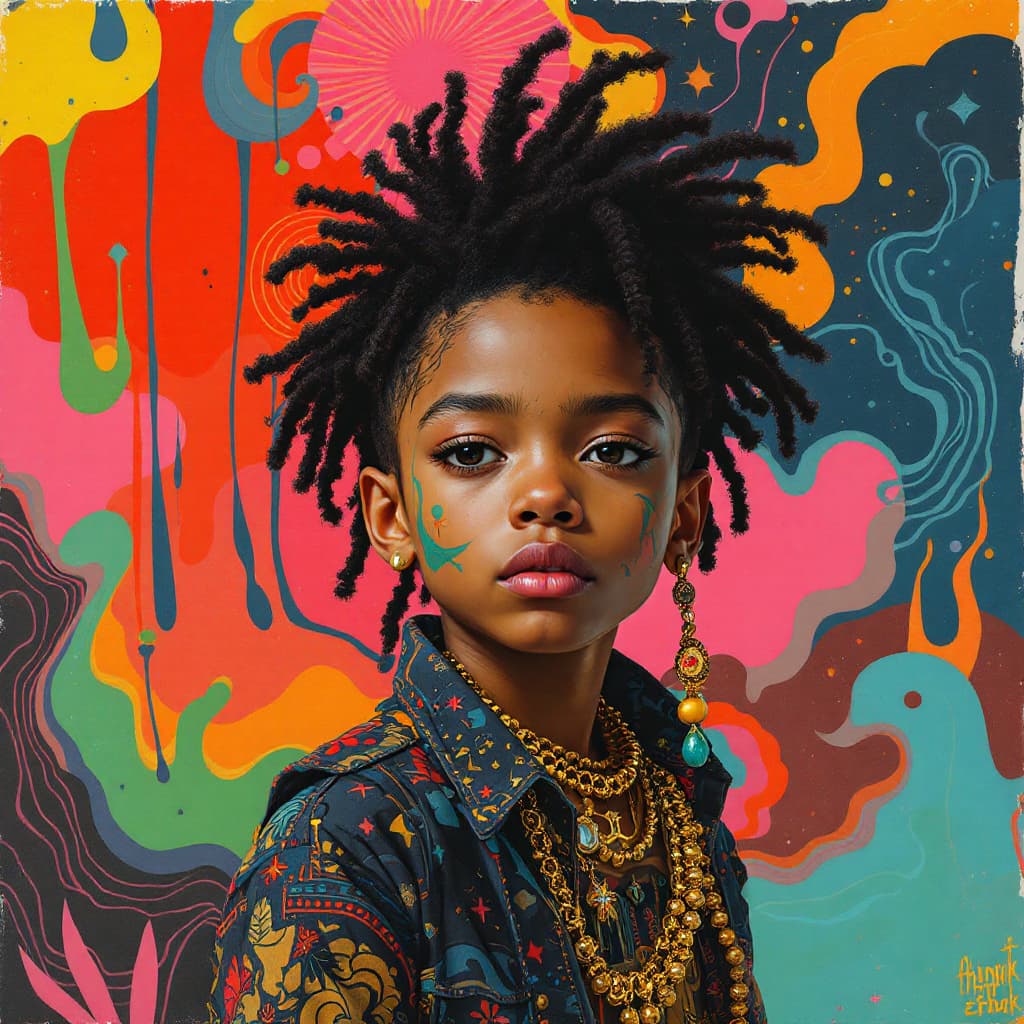 AI generated: create a portrait of Little principe saint exupery with Brazilian Phonk Art is a creative fusion tha...