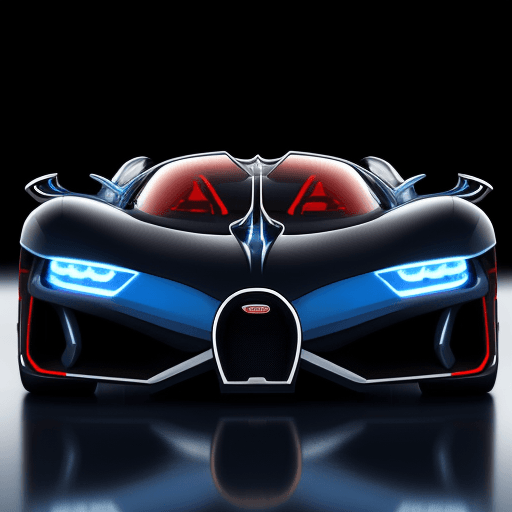 AI generated: high resolution , futuristic, concept hypercar from Bugatti with a agressive looking front ,  extrem...
