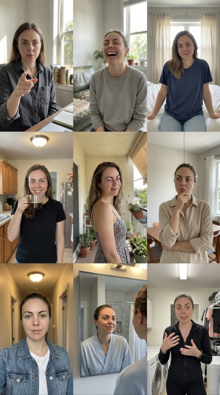 AI generated: Create a hyper-realistic studio-style collage in a vertical 9:16 format, organized in a clean and el...