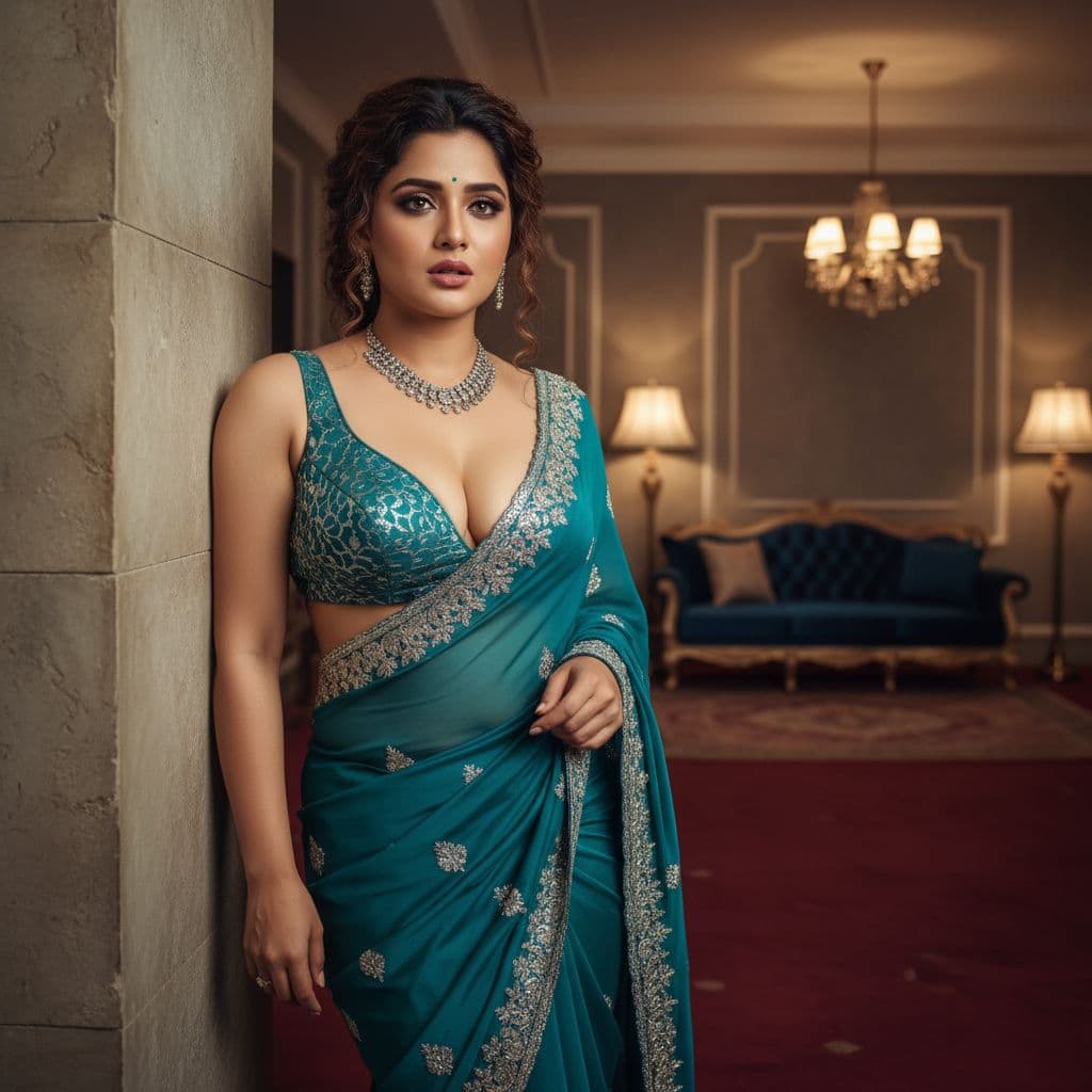 AI generated: Full body view  of most beautiful girl as most beautiful indian realstic girl with plus size FLAT st...
