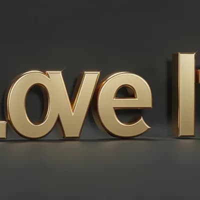 AI generated video: Metallic gold lettering text "Love It"