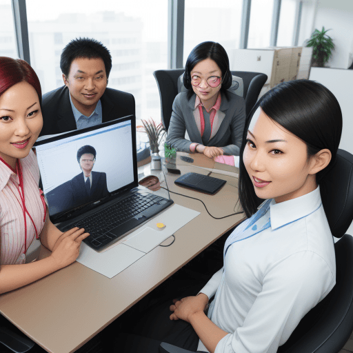 AI generated: asian people team in office with game vibe