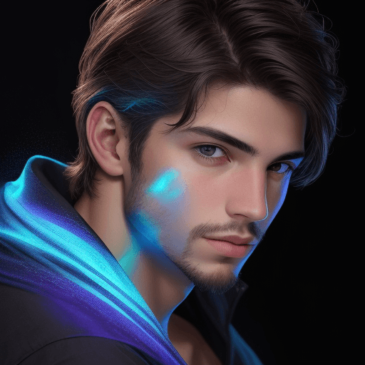 AI generated: Rostro de un hombre joven. Obra de arte. Increíblemente detallada e impresionante con composición di...