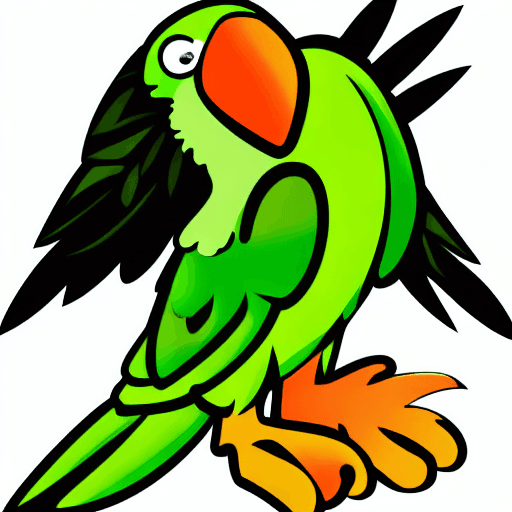 AI generated: a mascot logo of lime green parrot, simple, vector –no shading detail