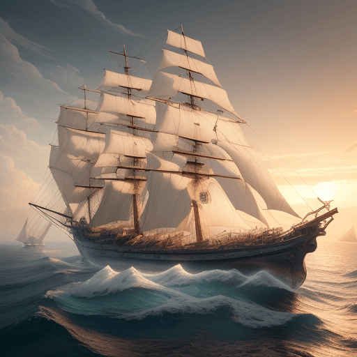 AI generated: Photo of a ultra realistic sailing ship, dramatic light, pale sunrise, cinematic lighting, battered,...