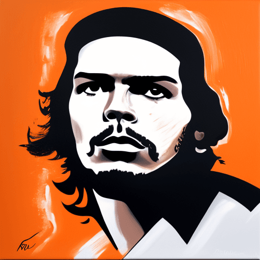 AI generated: a painting of che guevara portrait, in the style of fluid dynamic brushwork, textured canvas, gracef...