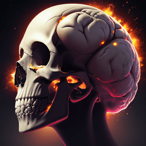 AI generated: human skull, universe in the human brain, explosion ideas, high detailing, 8k