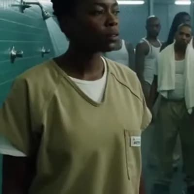 AI generated video: A black african woman in placed in the male prison showers
