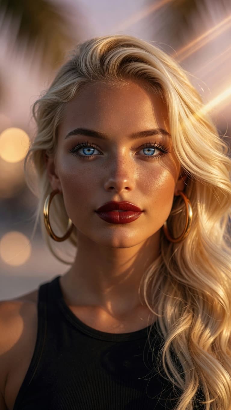 AI generated: Ultra-realistic portrait photography of a stunning young woman in her early 20s with long, voluminou...