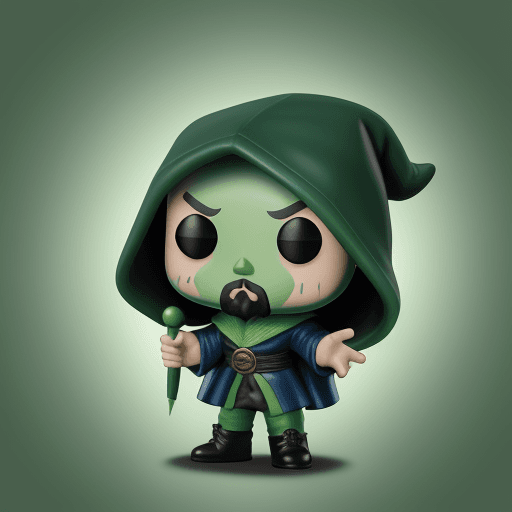 AI generated: funko pop, sorcerer, green