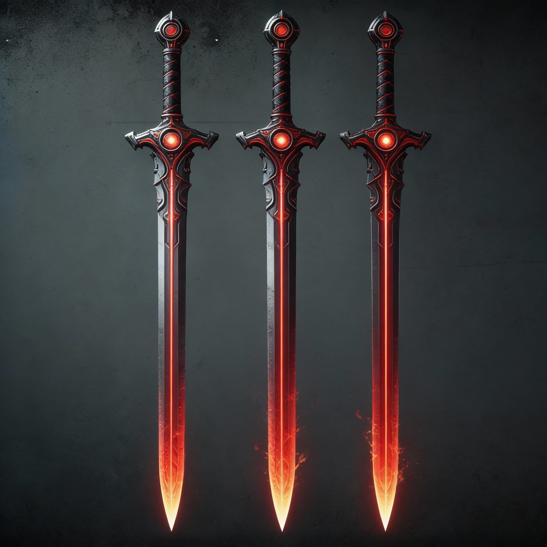 AI generated: Create long swords and give a display to showcase the sword's beauty and design. Show it from tip to...