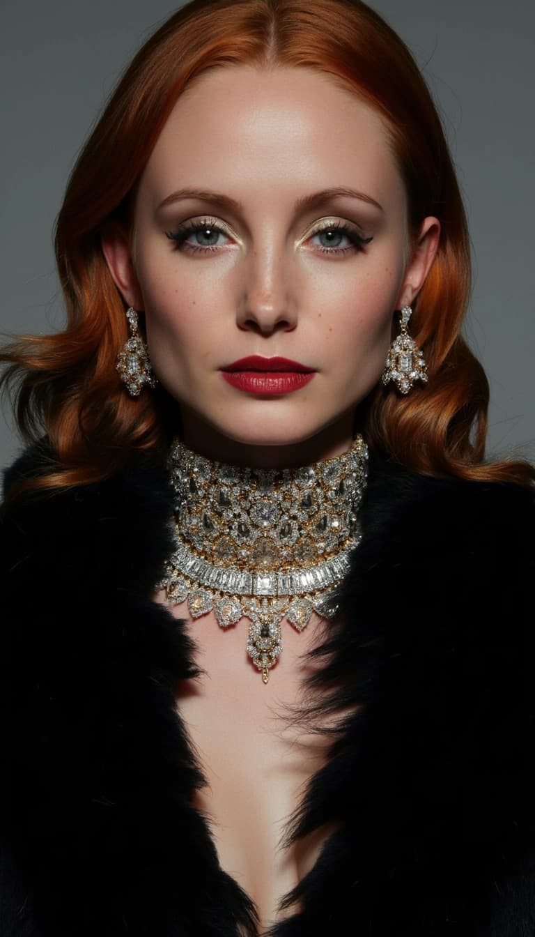 AI generated: An ultra-stylized and highly dramatic fashion editorial, rendered with a cinematic aesthetic. Employ...