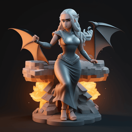 AI generated: daenerys targaryen, isometric, full body, blender 3d, style of artstation and behance, Disney Pixar,...