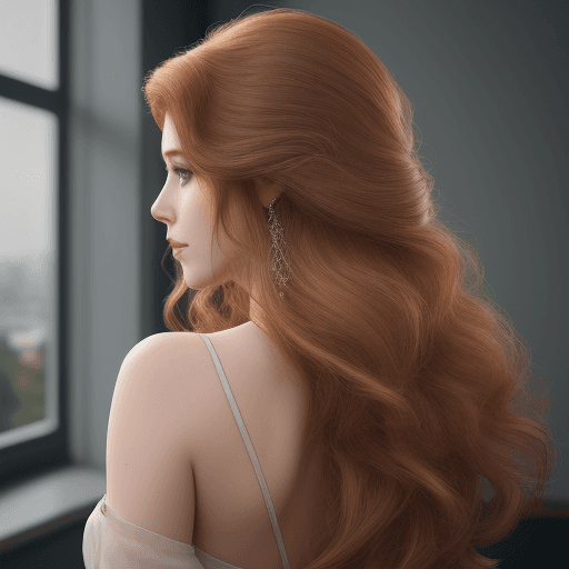 AI generated: Portrait of a beautiful lady, with natural color hair, view from back, film grain, high quality, stu...