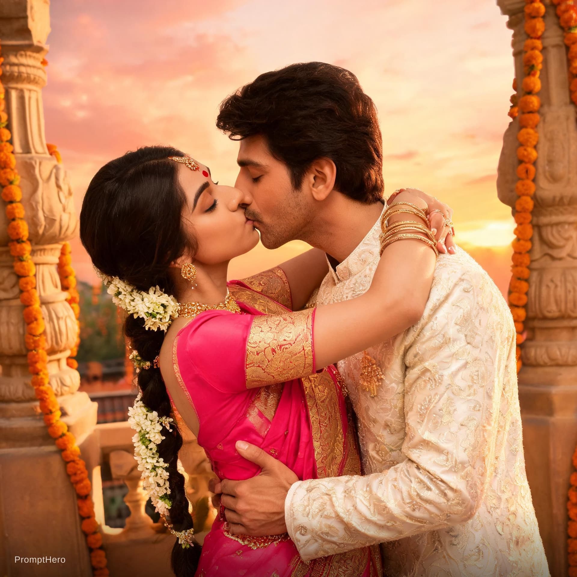 AI generated: indian couple kissing