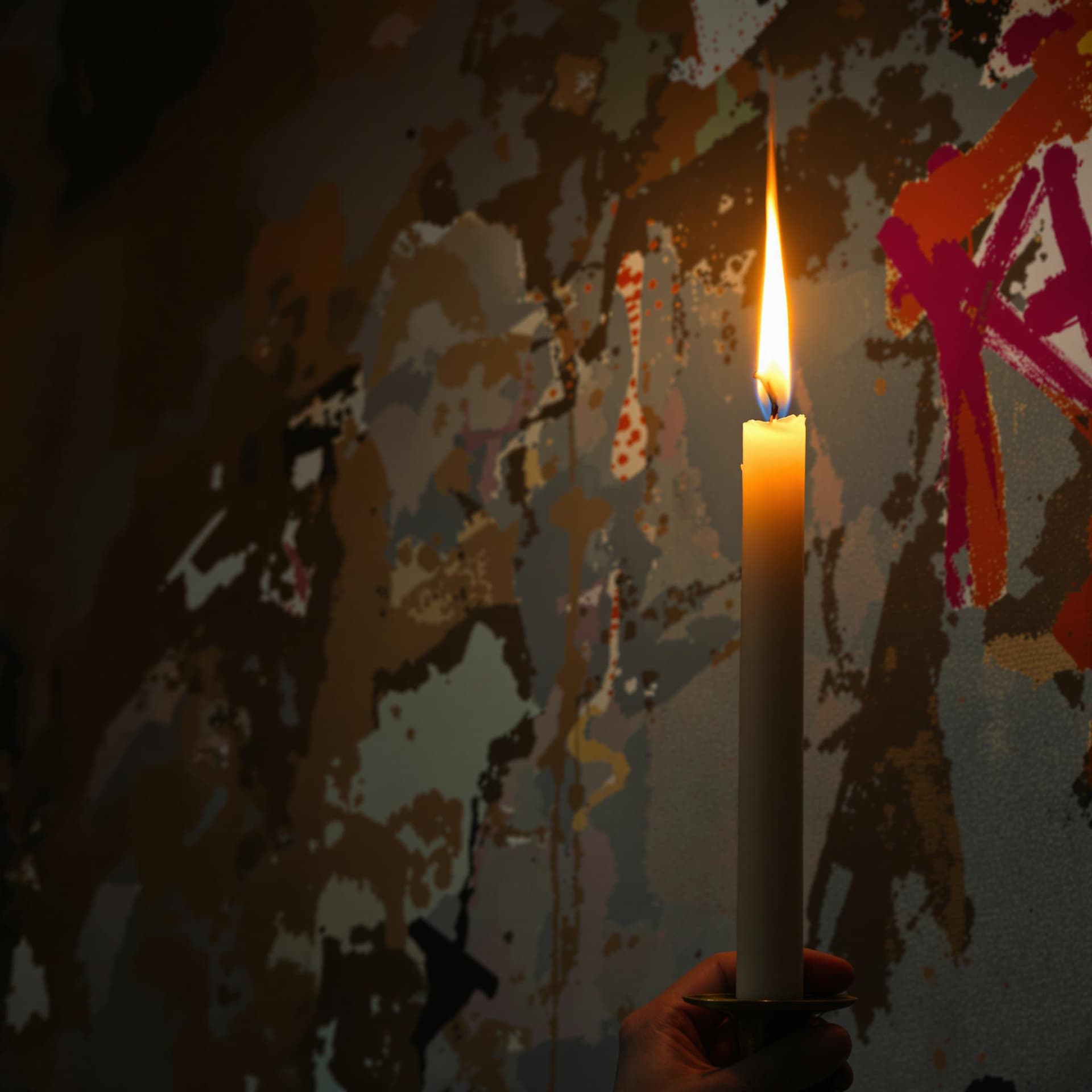 AI generated: A photograph of a Candlelight with, wakeup, standing against a abstract background background, in th...