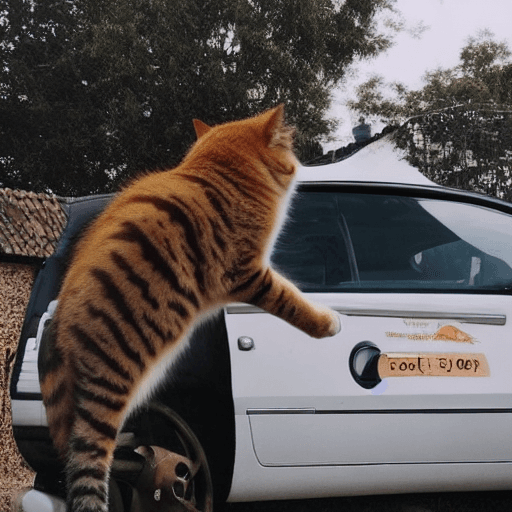 AI generated: A cat on car