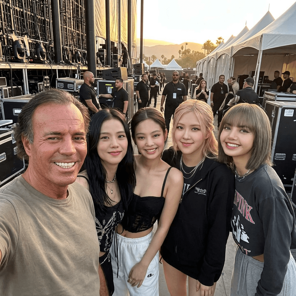 AI generated: with Blackpink Kpop band backstage at Coachella