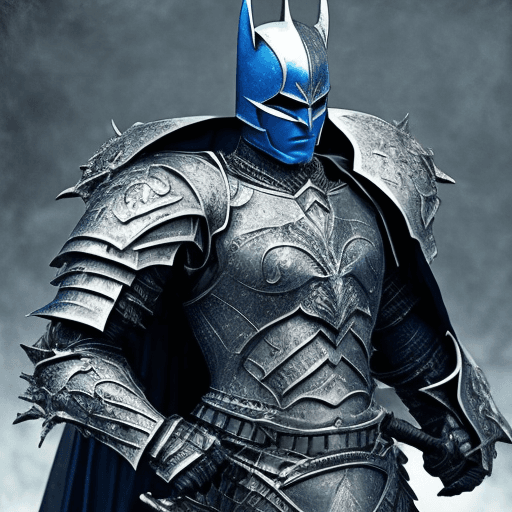 AI generated: dark knight in white armor with a sword, in the style of dark gray and azure, elaborate artistic env...