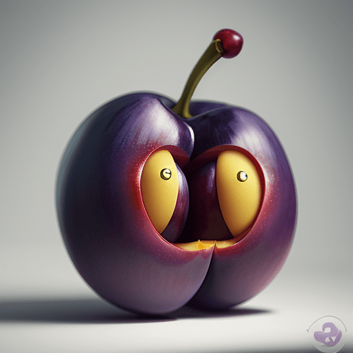 AI generated: smile cartoon plum fruit, Pixar Style, perfect composition, 8k artistic photography, photorealistic ...