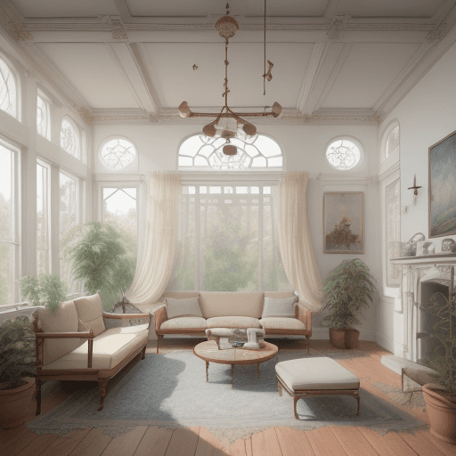 AI generated: High resolution photography interior design, dreamy sunken living room conversation pit, wooden floo...