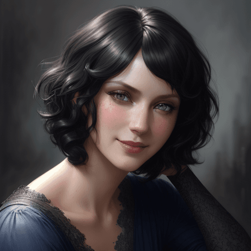 AI generated: epic realistic, redshift style Beautiful naughty/smile/shy/passionate angry; black hair,  wavy bob h...