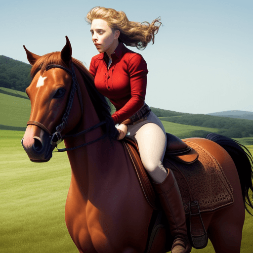 AI generated: Scarlett johannson riding horse