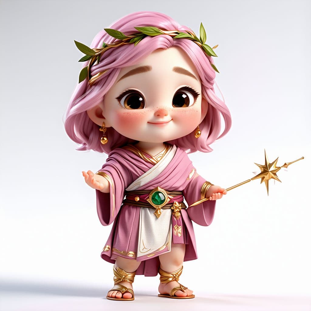 AI generated: whimsical Realistic of Pixar,Bryce 3D,front view,A Virgo baby girl of 12 Astrology, half year's old,...